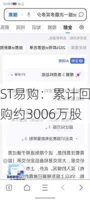 ST易购：累计回购约3006万股