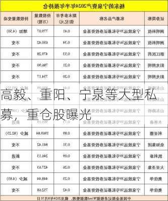 高毅、重阳、宁泉等大型私募，重仓股曝光