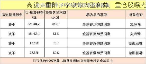 高毅、重阳、宁泉等大型私募，重仓股曝光