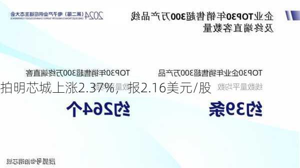 拍明芯城上涨2.37%，报2.16美元/股