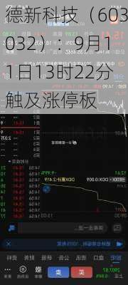 德新科技（603032）：9月11日13时22分触及涨停板