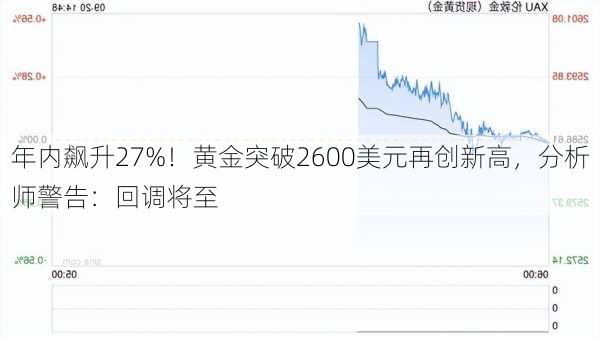 年内飙升27%！黄金突破2600美元再创新高，分析师警告：回调将至