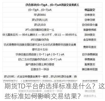 期货TD平台的选择标准是什么？这些标准如何影响交易结果？