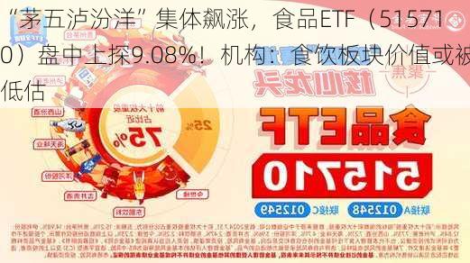 “茅五泸汾洋”集体飙涨，食品ETF（515710）盘中上探9.08%！机构：食饮板块价值或被低估