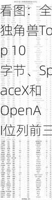 看图：全球独角兽Top 10 字节、SpaceX和OpenAI位列前三