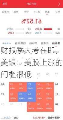 财报季大考在即，美银：美股上涨的门槛很低