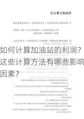 如何计算加油站的利润？这些计算方法有哪些影响因素？