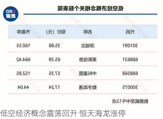 低空经济概念震荡回升 恒天海龙涨停