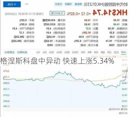 格涅斯科盘中异动 快速上涨5.34%