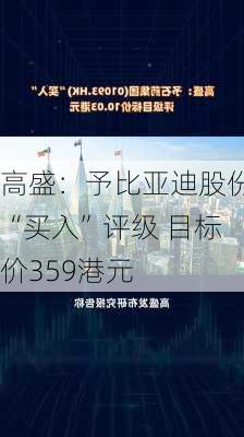 高盛：予比亚迪股份“买入”评级 目标价359港元