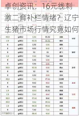 卓创资讯：16元线刺激二育补栏情绪？辽宁生猪市场行情究竟如何