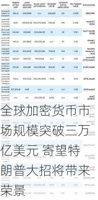 全球加密货币市场规模突破三万亿美元 寄望特朗普大招将带来荣景