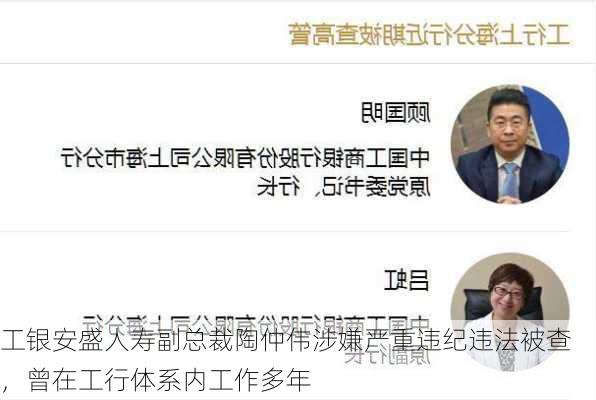 工银安盛人寿副总裁陶仲伟涉嫌严重违纪违法被查，曾在工行体系内工作多年