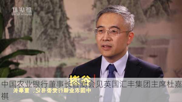 中国农业银行董事长谷澍会见英国汇丰集团主席杜嘉祺