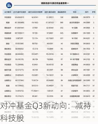 对冲基金Q3新动向：减持科技股